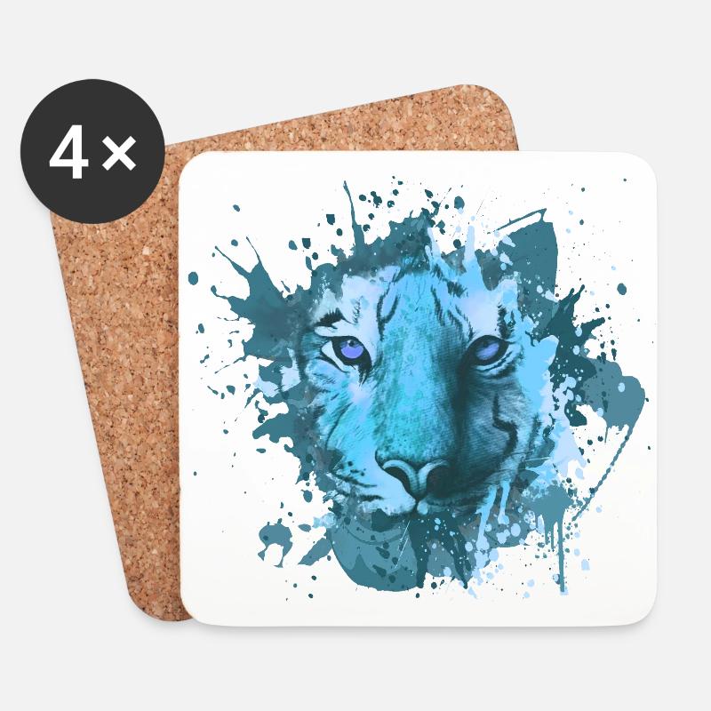 Tiger - Untersetzer (4er-Set) - Weiß