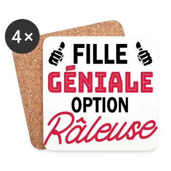 Fille géniale option râleuse - Dessous de verre (lot de 4) - blanc - Devant