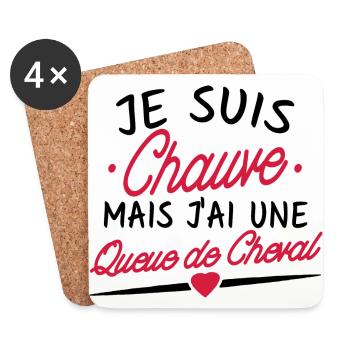 je suis chauve - Dessous de verre (lot de 4) - blanc - Devant