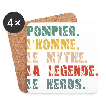 pompier l'homme le mythe la légende le héros - Dessous de verre (lot de 4) - blanc - Devant