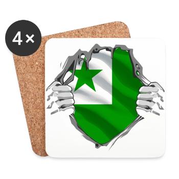 Esperanto is the language of friendship. - Coasters (set of 4) - white - Front