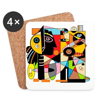 afrique picaso - Dessous de verre (lot de 4) - blanc - Devant