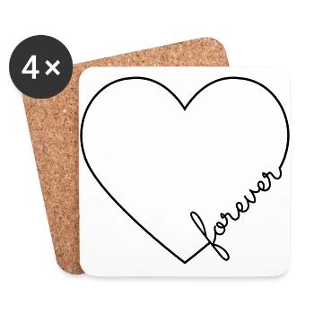 Forever heart line frame - Coasters (set of 4) - white - Front