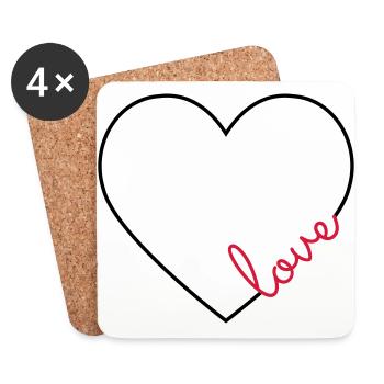 Cadre coeur d'amour - Dessous de verre (lot de 4) - blanc - Devant