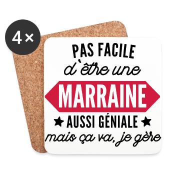 pas facile d'être une marraine aussi géniale - Dessous de verre (lot de 4) - blanc - Devant