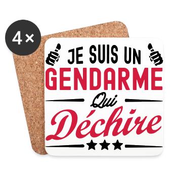 je suis un gendarme qui déchire - cadeau humour - Dessous de verre (lot de 4) - blanc - Devant