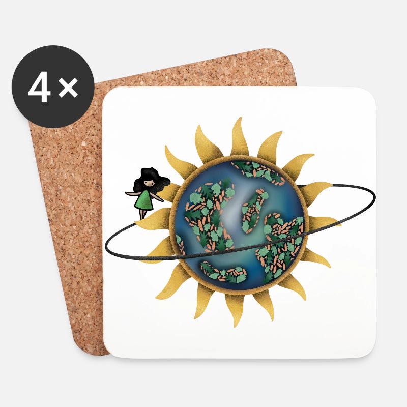 Earth Hour 2021: Klimaschutz Klimawandel Welt - Untersetzer (4er-Set) - Weiß