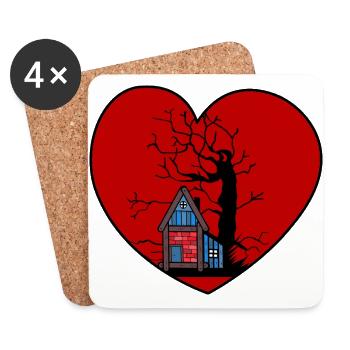 Heart Love Property House Hut Builder Build Forest - Coasters (set of 4) - white - Front