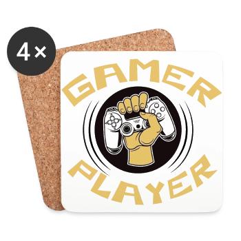 Gamer player - Dessous de verre (lot de 4) - blanc - Devant