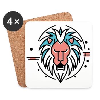 Lion rugissant - Dessous de verre (lot de 4) - blanc - Devant