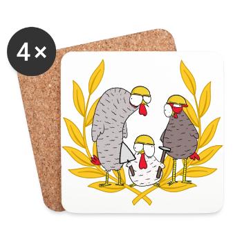 Construction Site Builder Deployment Team Mason Chickens Job - Coasters (set of 4) - white - Front