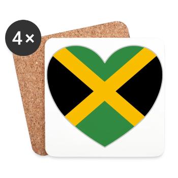 Jamaika Flagge Herz - Untersetzer (4er-Set) - Weiß - Vorne