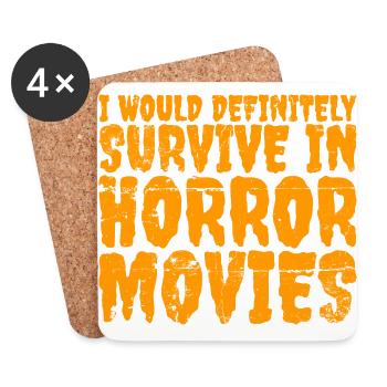 Je survivrais certainement dans les films d’horreur - Dessous de verre (lot de 4) - blanc - Devant