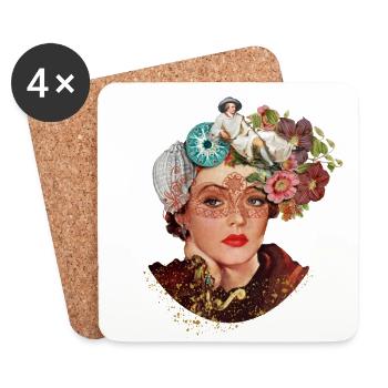 Vintage Flower Girl - Coasters (set of 4) - white - Front