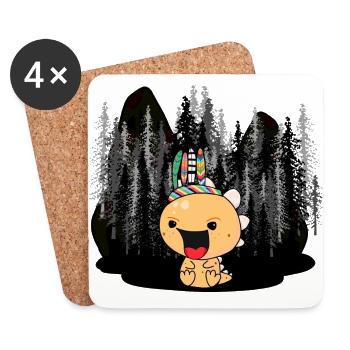 Dragon Dino Kids Baby Fantasy - Coasters (set of 4) - white - Front