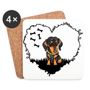 Dachshund Dackel Jagdhund Teckel Dackelfreund - Untersetzer (4er-Set) - Weiß - Vorne