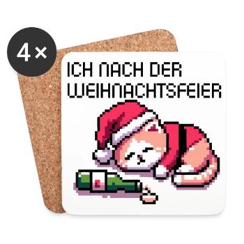 WITZIGE WEIHNACHTSFEIER KATZE IN GAMING RETRO - Untersetzer (4er-Set) - Weiß - Vorne