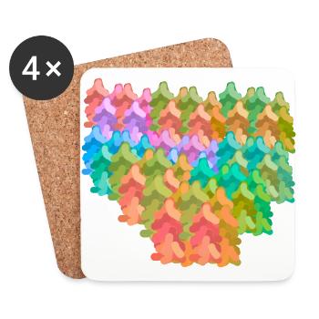Colorful Colorful Forest Autumn Fantasy Fir Trees Nature - Coasters (set of 4) - white - Front