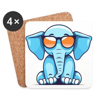 Chill Elephant - Lunettes de soleil et style d’été - Dessous de verre (lot de 4) - blanc - Devant