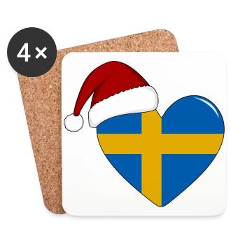 Schweden Flagge Weihnachten Herz - Untersetzer (4er-Set) - Weiß - Vorne