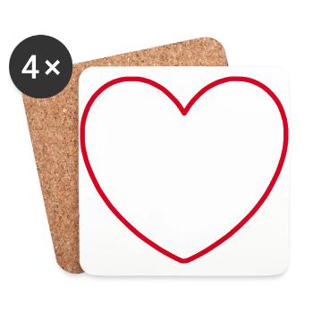 red heart, red heart, red heart, gift, mother's day - Coasters (set of 4) - white - Front