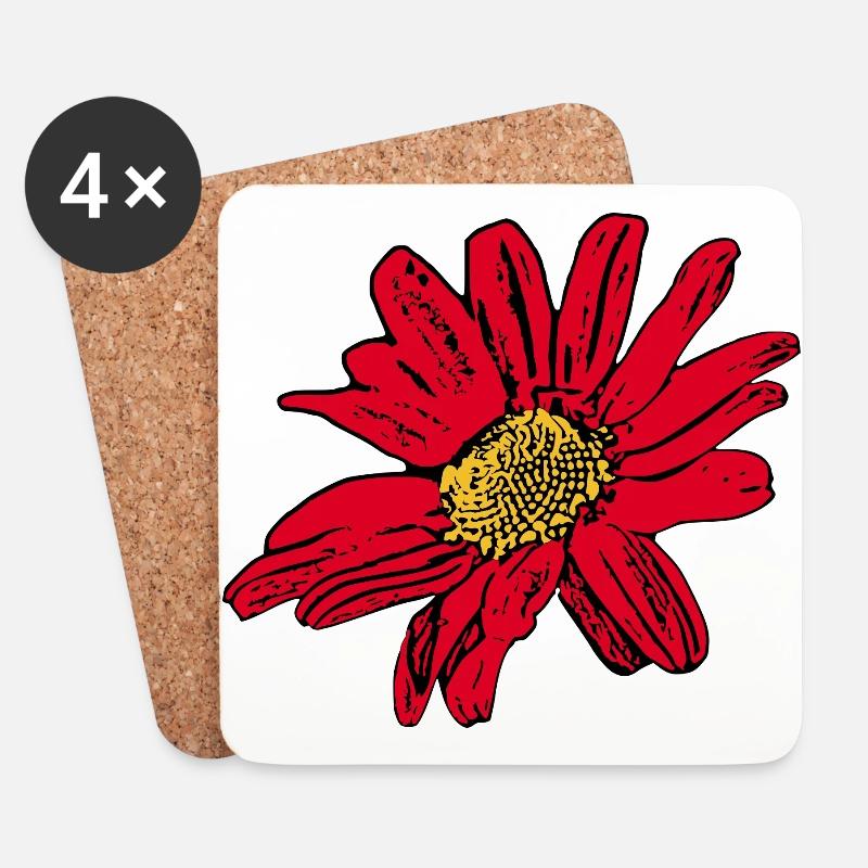 Blume rot rote Blume Blumen rot rote Blumen - Untersetzer (4er-Set) - Weiß