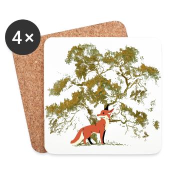 fox, wildlife, wilderness, nature, forest animals, foxes, child - Coasters (set of 4) - white - Front