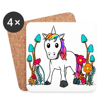Licorne Créatures mythiques Personnage de conte de fées Conte de fées Enfant Bébé - Dessous de verre (lot de 4) - blanc - Devant