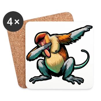 Nasenbär Affe Dabbing Affe Geschenk Affen - Untersetzer (4er-Set) - Weiß - Vorne