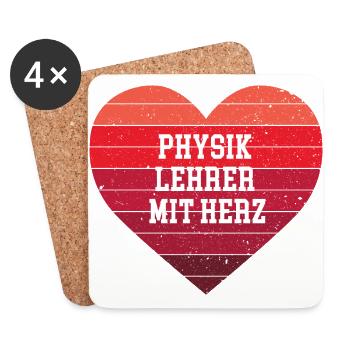 Physiklehrer mit Herz Danke Bester Physik Lehrer - Untersetzer (4er-Set) - Weiß - Vorne