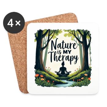 Nature is my Therapy - Meditation in the forest - Coasters (set of 4) - white - Front