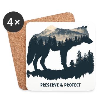Wolf Wölfe Wildnis Heulen Wald Preserve & Protect - Untersetzer (4er-Set) - Weiß - Vorne