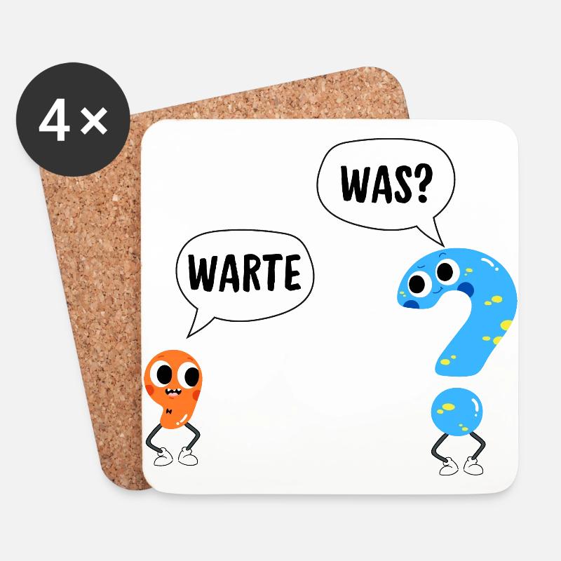 Warte, was? - Wait, what? - Comic Satzzeichen - Untersetzer (4er-Set) - Weiß
