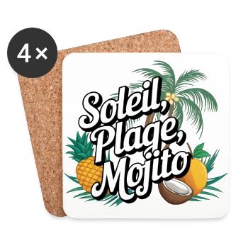 Soleil, plage, mojito ! - Dessous de verre (lot de 4) - blanc - Devant