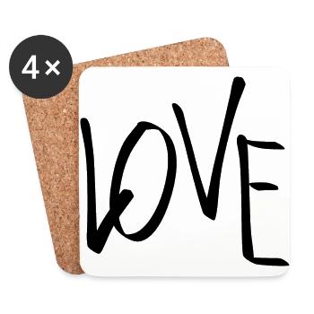 Liebe Schriftzug Welle - Untersetzer (4er-Set) - Weiß - Vorne