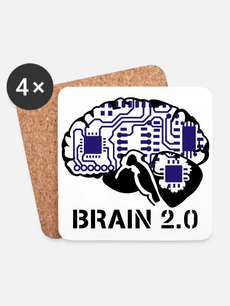brain 2.0 - Untersetzer (4er-Set) - Weiß