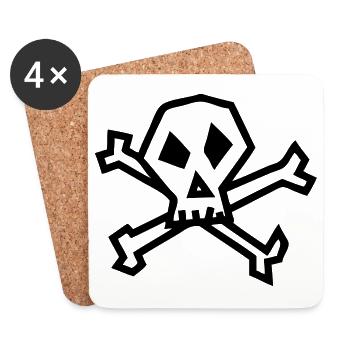 Crâne - Skull - Dessous de verre (lot de 4) - blanc - Devant