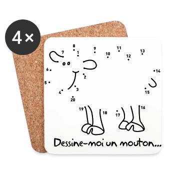 Dessine moi un mouton - petit prince - Dessous de verre (lot de 4) - blanc - Devant
