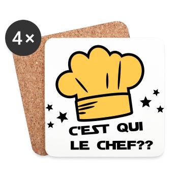 C'est qui le chef - Dessous de verre (lot de 4) - blanc - Devant