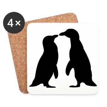 Penguins in love - Pinguine lieben sich - Untersetzer (4er-Set) - Weiß - Vorne