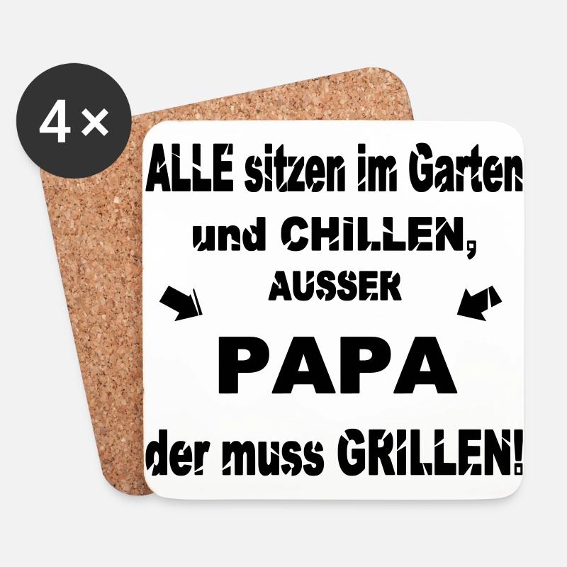 Lustiger Grill-Spruch - Untersetzer (4er-Set) - Weiß