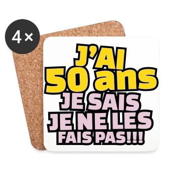 j'ai 50 ans je sais le ne les fais pas. - Dessous de verre (lot de 4) - blanc - Devant