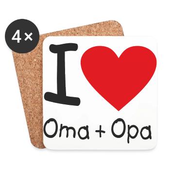 CD - I love Oma und Opa - Herz international - - Untersetzer (4er-Set) - Weiß - Vorne
