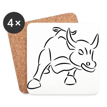 Ride the bull trading shirt trader shirt gift - Coasters (set of 4) - white - Front