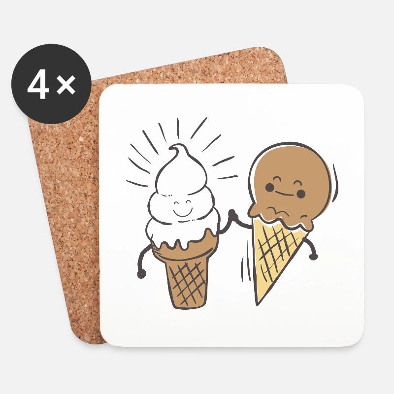 Beste Freunde - Eis - Untersetzer (4er-Set) - Weiß