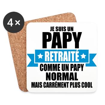 je suis un papy retraité - Dessous de verre (lot de 4) - blanc - Devant