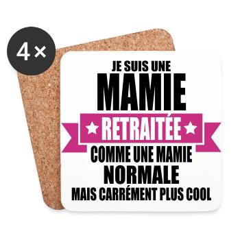 je suis une mamie retraitée - Dessous de verre (lot de 4) - blanc - Devant
