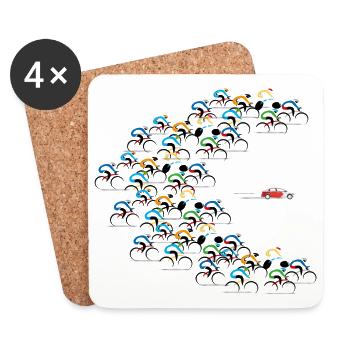 cyclistes de Critical Mass à travers - Dessous de verre (lot de 4) - blanc - Devant