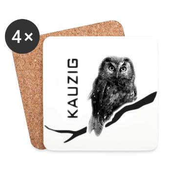 Eule Kauz kauzig - Untersetzer (4er-Set) - Weiß - Vorne