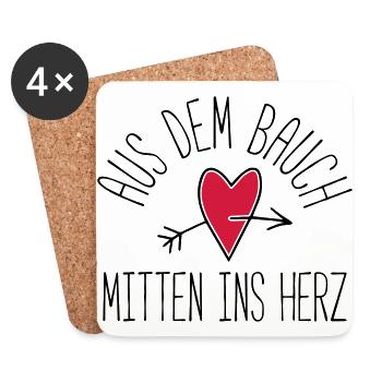 bauch herz - Untersetzer (4er-Set) - Weiß - Vorne